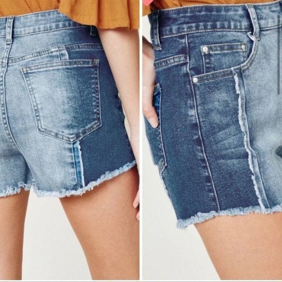 Frayed Stonewashed Jean Shorts - Picture 2 of 5